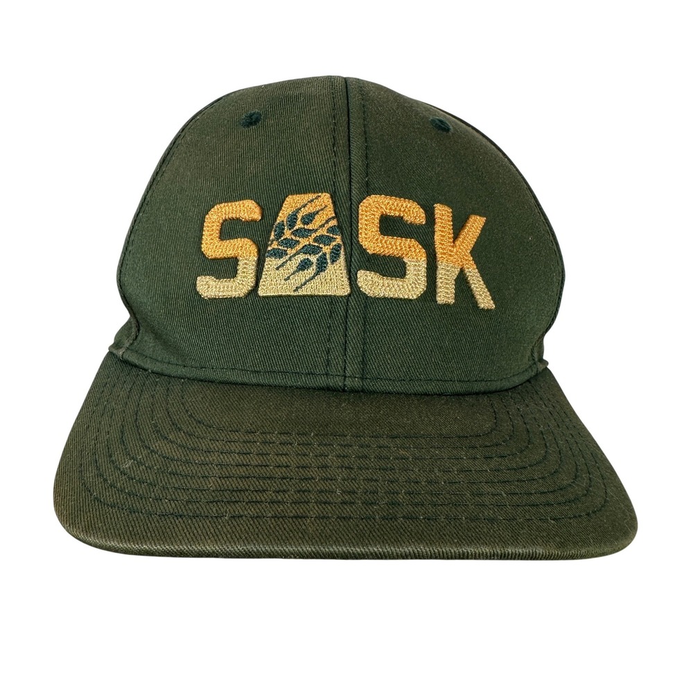 HARDPRSD Vintage Style Green SASK Snapback Hat Wheat Embroidery Adjustable Cap